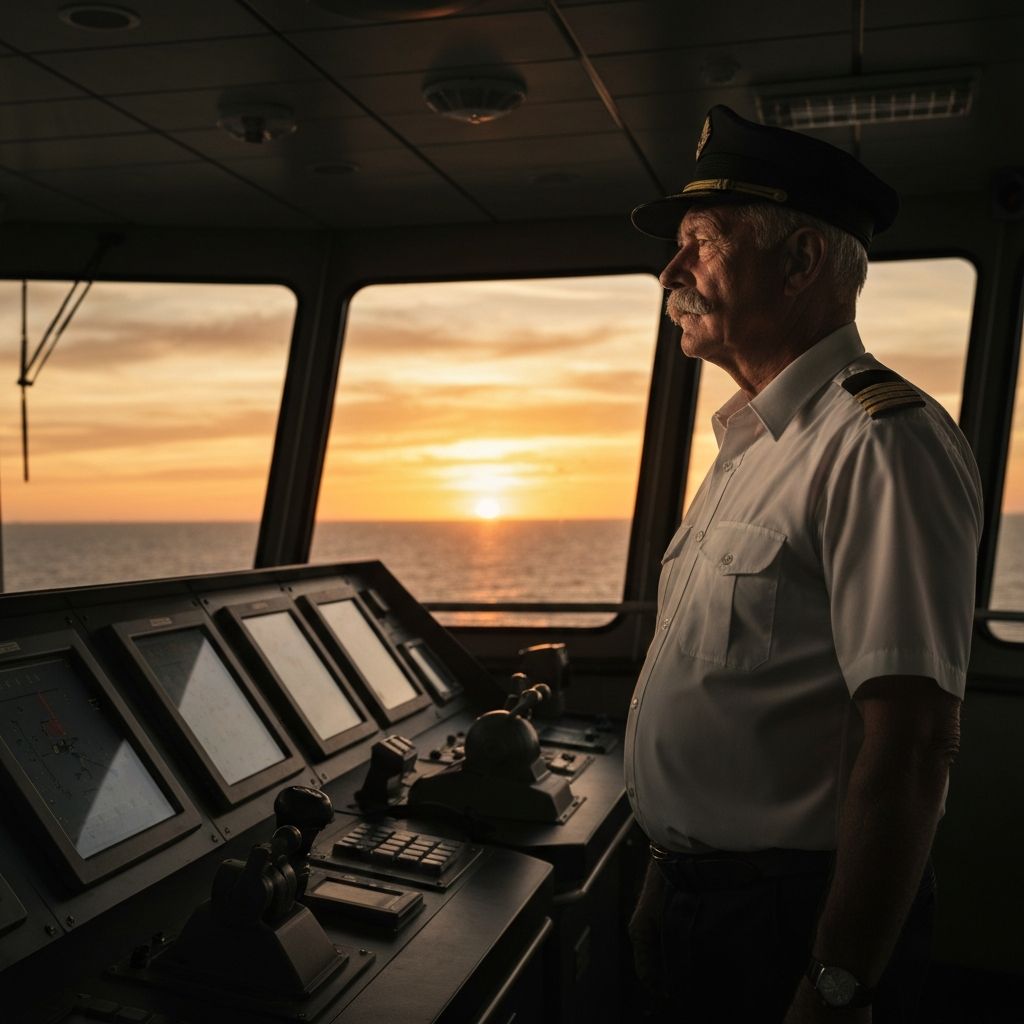 Ship captain on bridge